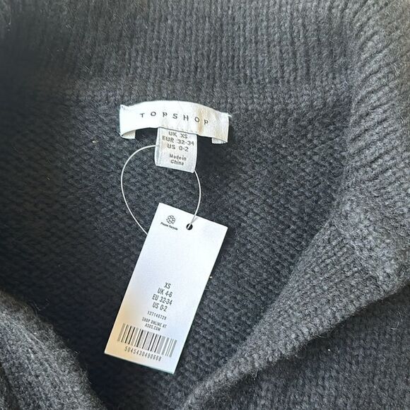 Topshop Clean Slash Neck Long Sleeve Too Black 0-2 NWT - Picture 6 of 6